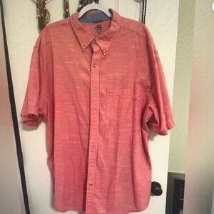 Casual Short-Sleeve Button-Down Shirt - Coral Pink